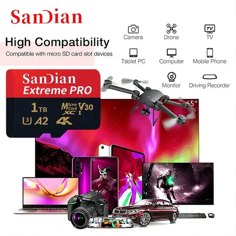 Original Memory Cards Large Capacity SD Card 128GB 256GB 512GB 1TB Mini TF Card High Speed Flash Card for PC/Desktops/Mac/Camera