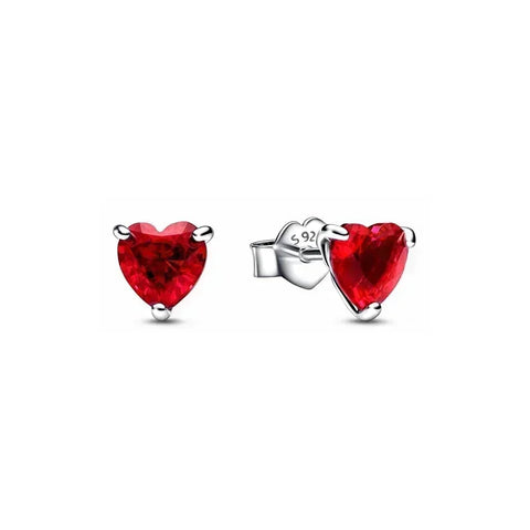 New 925 Sterling Silver Classic Exquisite Luxury Shiny Red Heart-shaped Series Jewelry fits DIY Festival Surprise Birthday Gifts