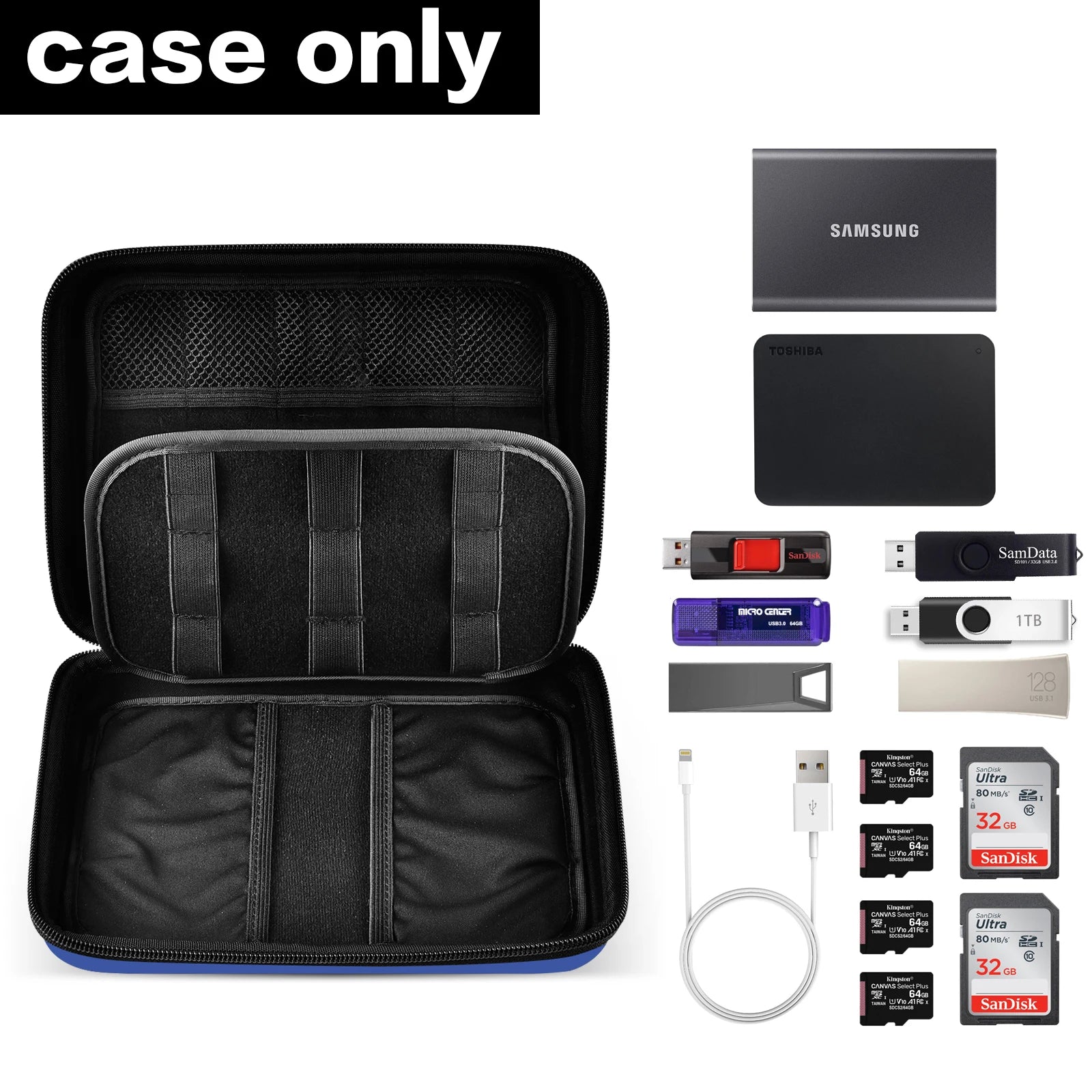 USB Flash Drive Case - Thumb Drive Holder Organizer, Memory Card SD SDXC SDHC Card Storage Bag, Electronic Accessories Box