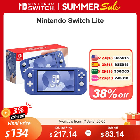 Nintendo Switch Lite Blue Game Console Multiple Color Optional 275g with 5.5 Inch LCD Touch Screen Lightweight and Portable