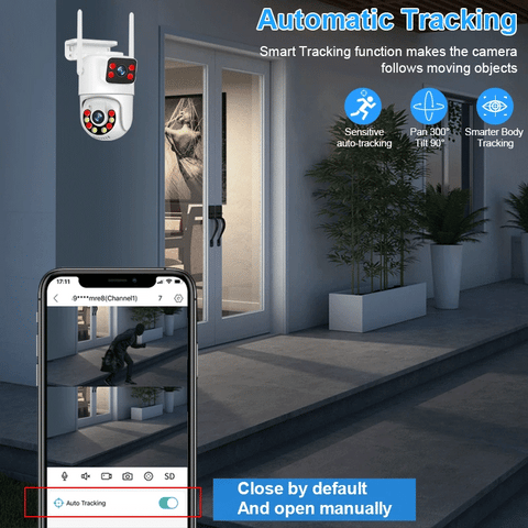 Smar 6MP PTZ WiFi IP Camera Dual Lens With Dual Screen Two-way Audio Auto Tracking Security Outdoor CCTV Vedio Surveillance ICSe