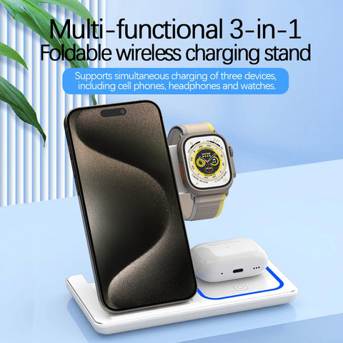 3 in 1 Foldable Charging Station For iPhone 15 Airpods Pro