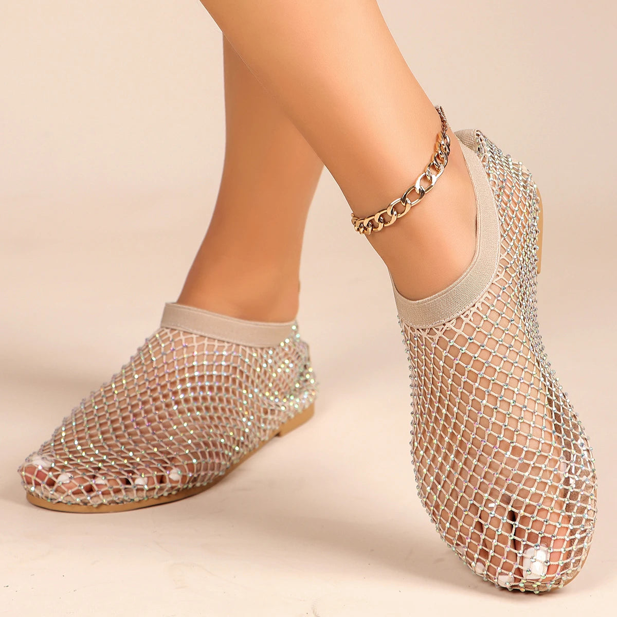 New Women's Luxury Brand Round Toe Flat Bottom Mules Sandals