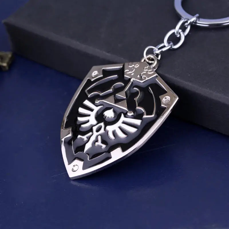 Game Zeldas Shield Keychain Symbol Pendant Enamel Metal Keyring Men Jewelry Accessories Gift