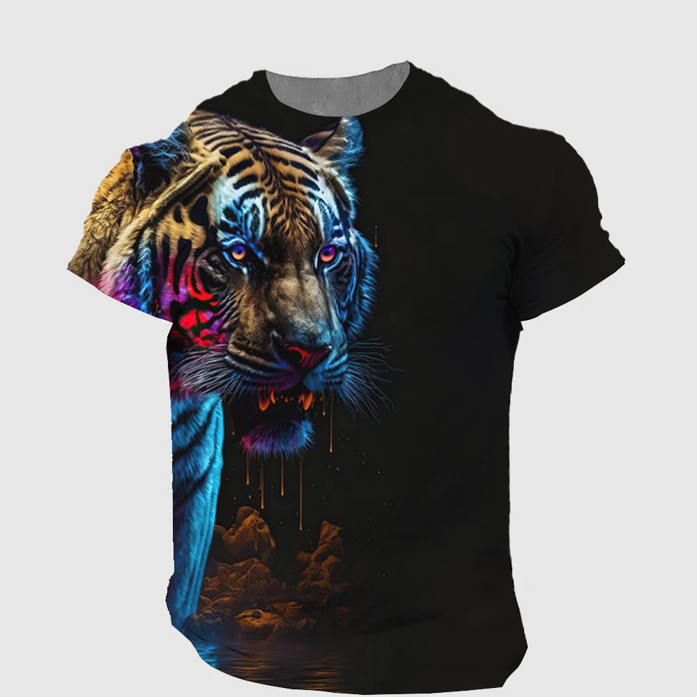 Men's T-Shirt 3D Tiger Print T Shirt Streetwear Quick Dry Fashion