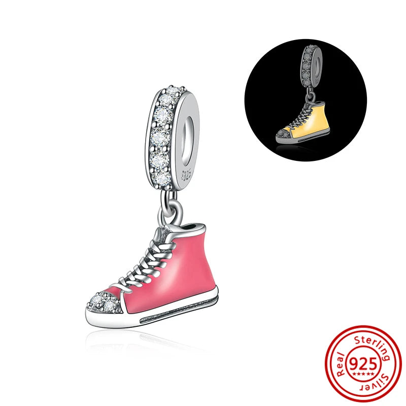 Silver High Heels Wings Roller Skates Slippers Boots Shoe Pendant