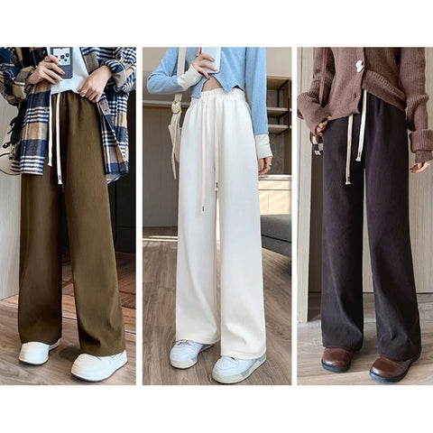 Women Long Pants Spring Autumn Women Elastic Waist Stright Long