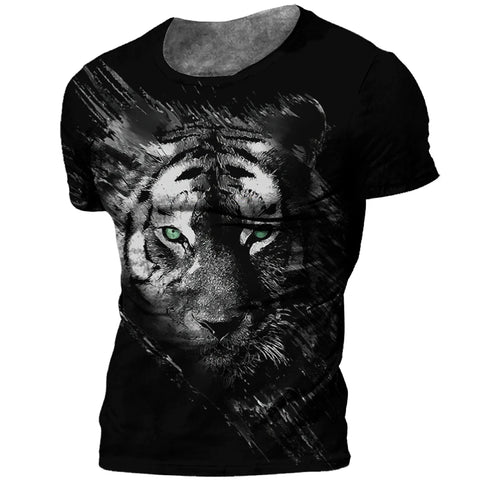 Men's T-Shirt 3D Tiger Print T Shirt Streetwear Quick Dry Fashion