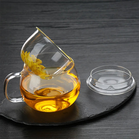 350ml Glass Tea Infuser Cup With Transparent Filter