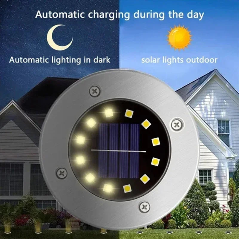 8LED Solar Power Disk Light Outdoor Garden Solar Underground Light Deck Light Spotlight Buried Solar Led Lamp Garden Decoration