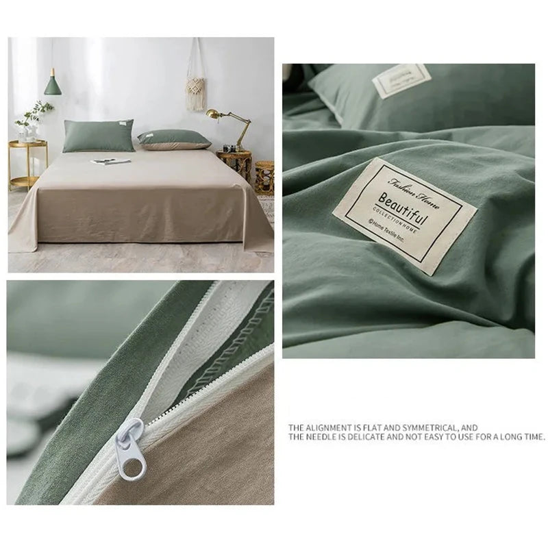 Solid Color Duvet Cover Pillow Case Bed Sheet