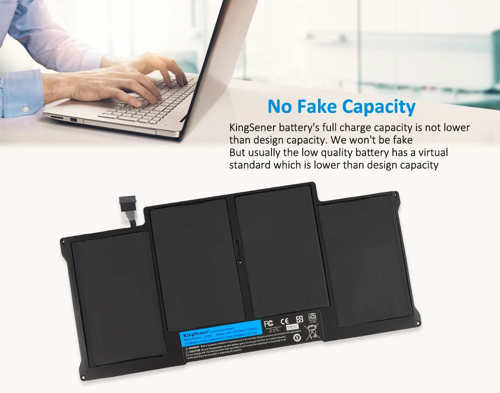 KingSener New Laptop Battery A1496 For Apple MacBook Air 13" A1466 2012/2013/2014/2015/2017 MD760LL/A MD761CH/A 7.6V 7150mAh