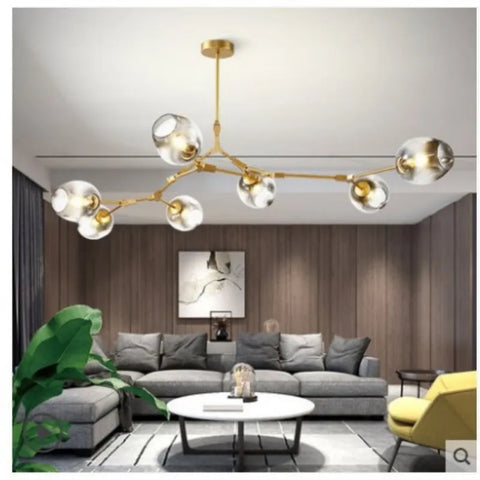 Nordic Glass Ball Led Chandelier Living Room Center Table Restaurant Kitchen Black Gold Pendant Lights  Home Decor Light Fixture