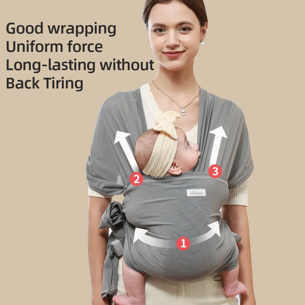 Sunveno Breathable Baby Wrap Carrier,Hands Free Baby Infant Carrier