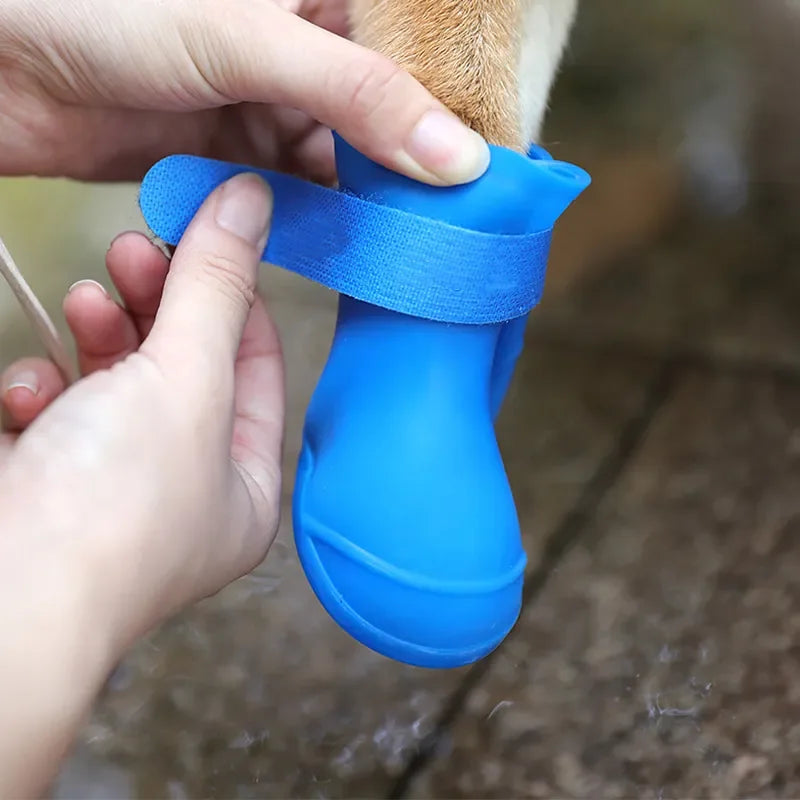 4Pcs Pet WaterProof Rainshoe Anti-slip Rubber Boot Pet Accessories For Small Medium Large Dogs Cats Outdoor Shoe Dog Ankle Boots