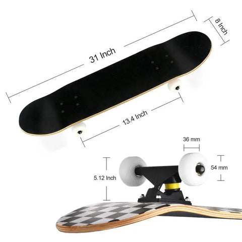 7-layer Complete Skateboard Concave &Tilt Skateboard Classical Tricks Skateboard 31x8 Inch For Adults Kids Teen