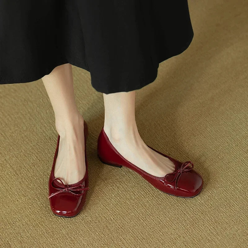 Women Retro Gentle Bowknot Flat Shoes Korean Fashion