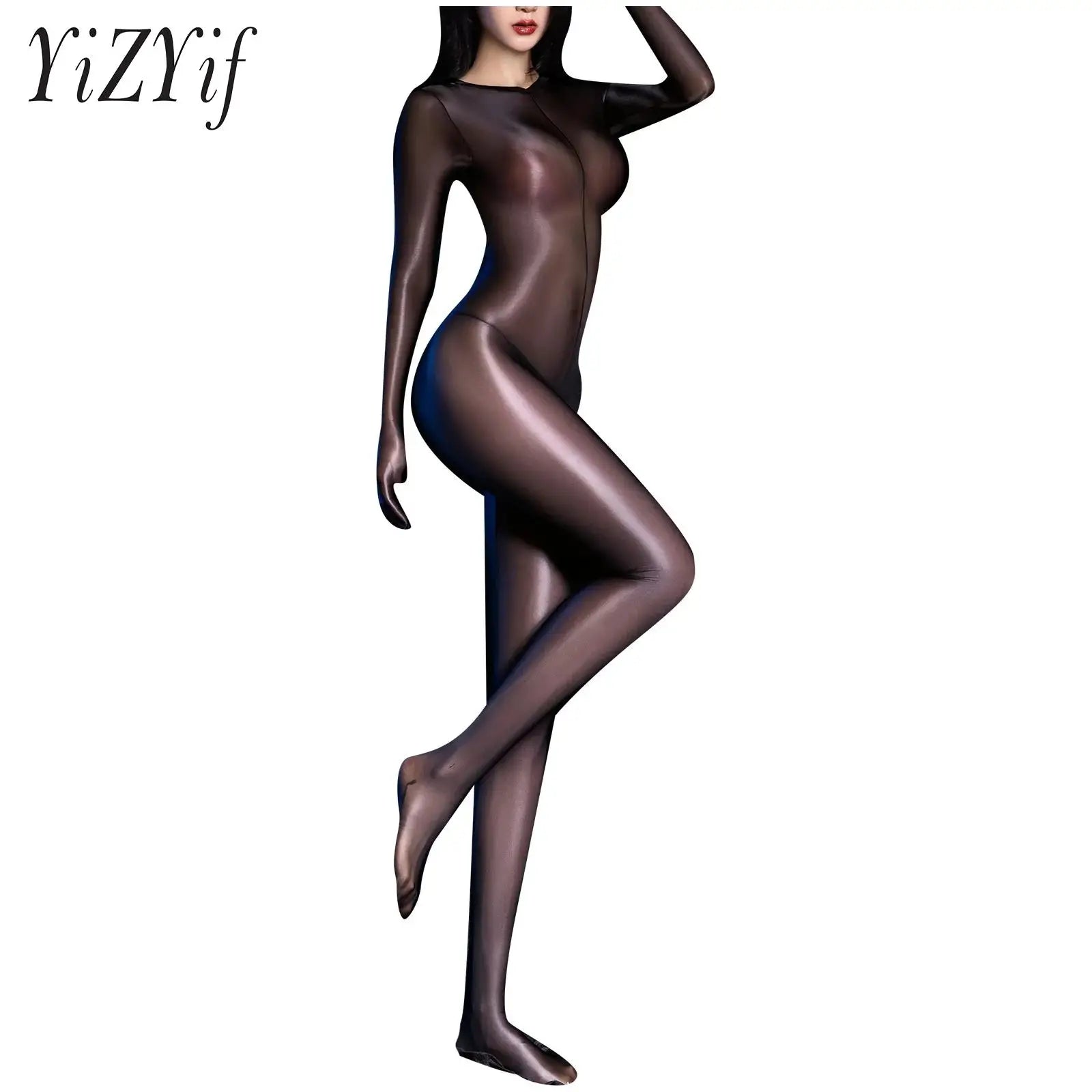 Women's Glossy See-Through Bodysuit