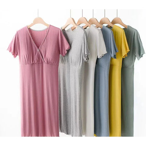 Pregnant Women Dress Cotton Fashionable New Breastfeeding Dresses Maternity Pijama Maternidad Summer Postpartum Nursing Clothes