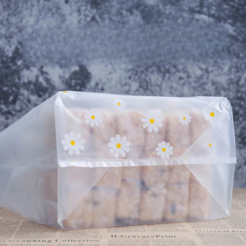 25-50pcs Little Daisy Plastic Gift Bag Clear Storage Shopping Bag With Christmas Wedding Party Favor Bag Candy Cake Wrapping Bag