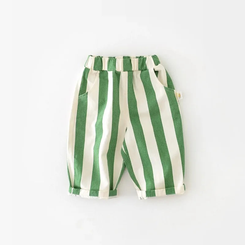 Spring New High Waist Cool Kids Baby Stripe Pants