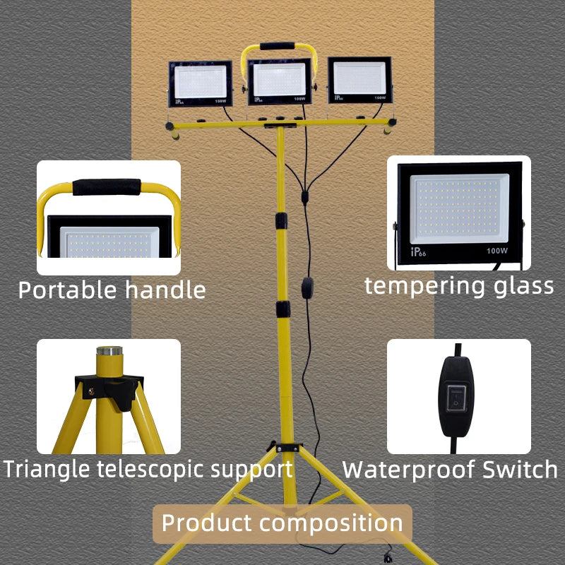 100W LED Portable Camping Floodlight Light