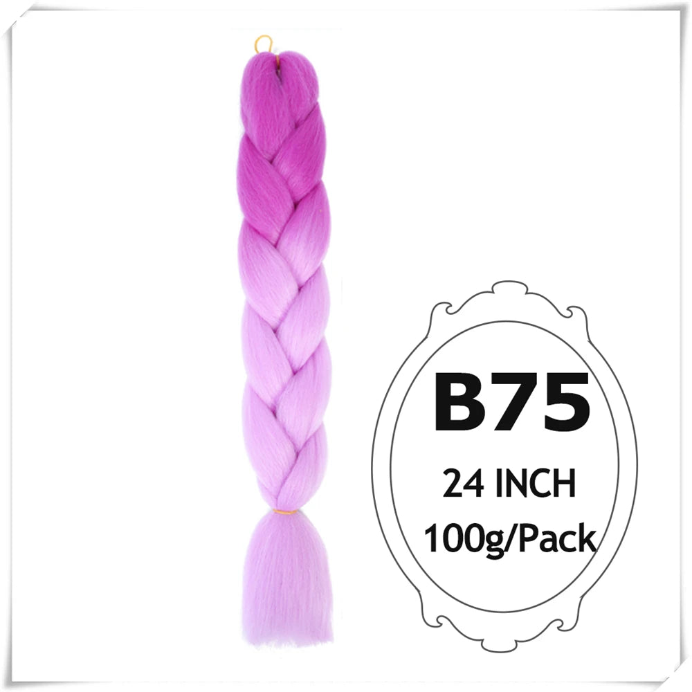 24 Inch Ombre purple jumbo Braiding Hair Synthetic