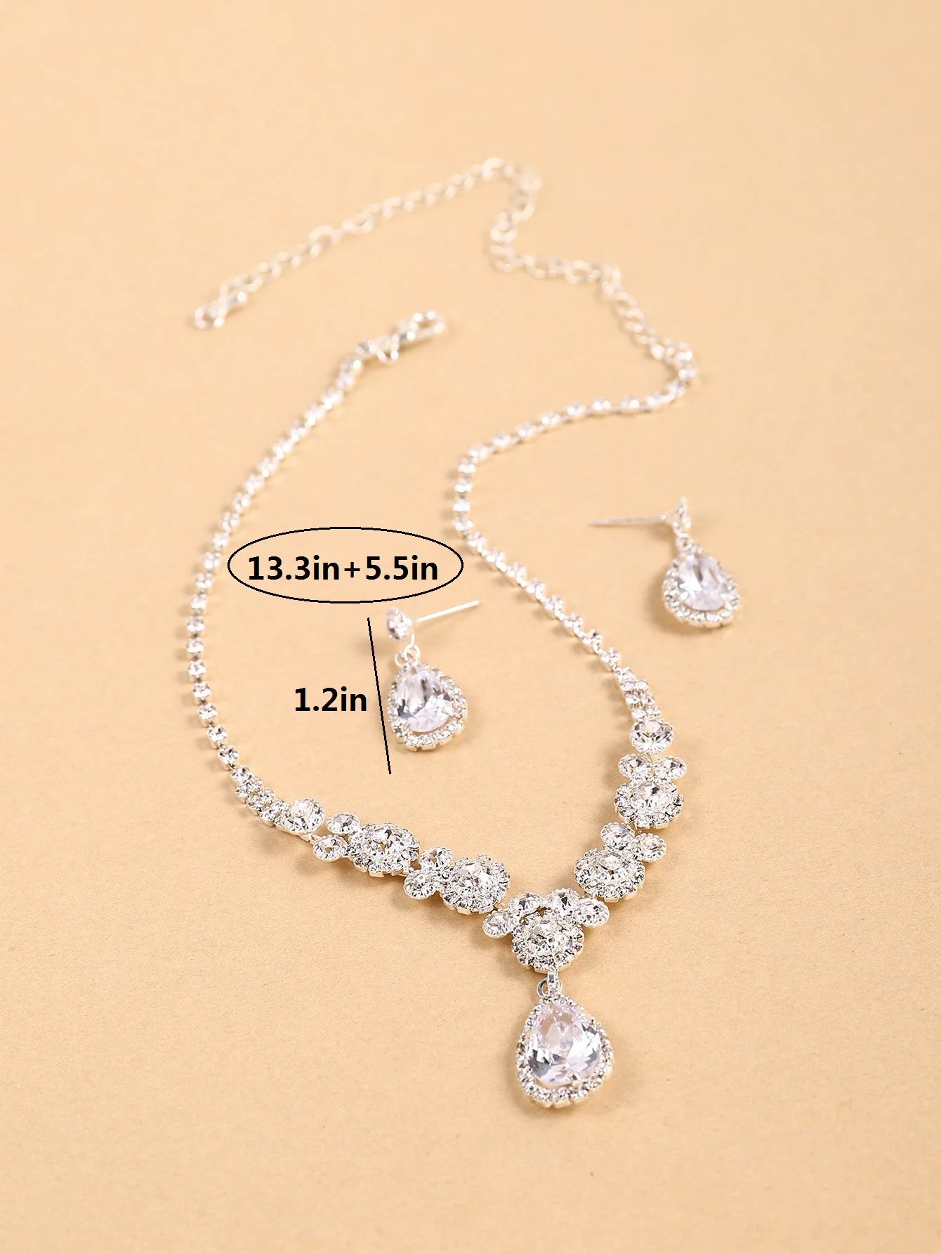 3pcs Women's Jewelry Set Rhinestone Earrings Necklace New Wedding Party Luxury Fashion Accessories