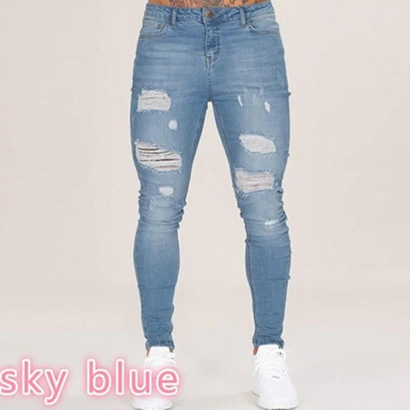 Jeans Men Pants Wash Solid Color Multi Pockets Denim Mid Waist Cargo Jeans Plus Size Fahsion Casual Trousers Male Daily Wear