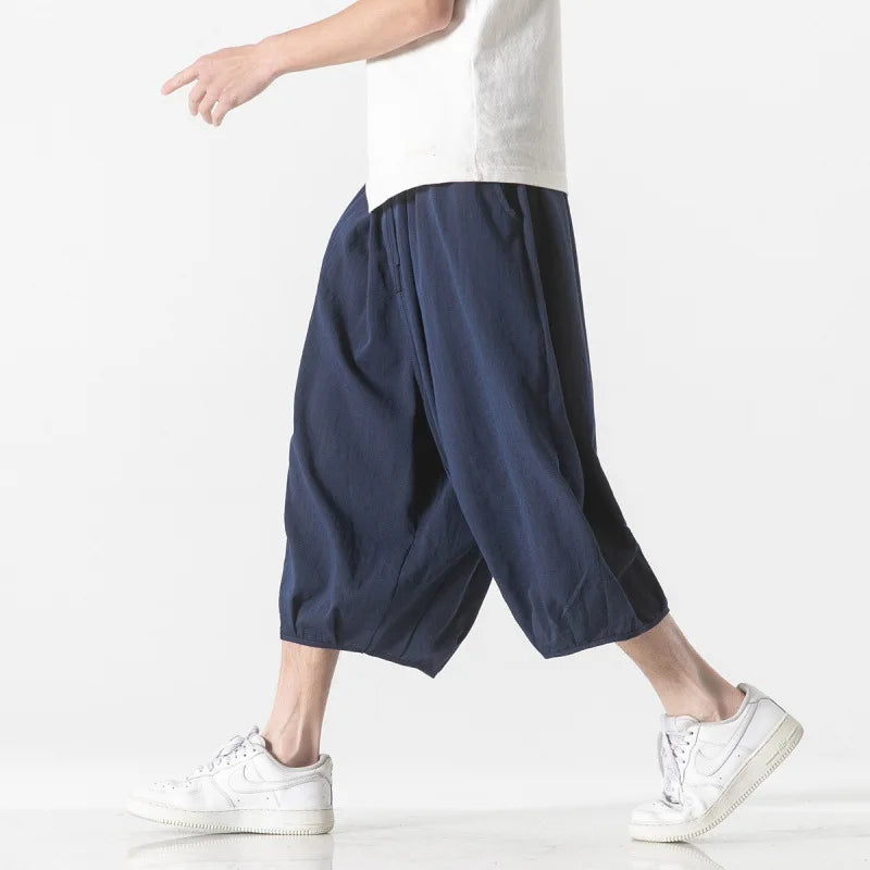 Mens Summer Cotton Linen Joggers Pants