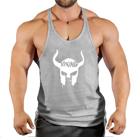 Skull Strong Print Clothing Bodybuilding Cotton Gym Tank Tops Men Sleeveless Undershirt Fitness Stringer Muscle Workout Vest