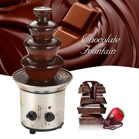 220V Chocolate Fountain 4 Tiers Electric Melting Machine Fondue Pot Set for Chocolate Candy Ranch Nacho Cheese