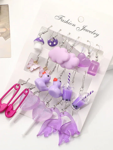 Cartoon Animal Earrings Set For Women