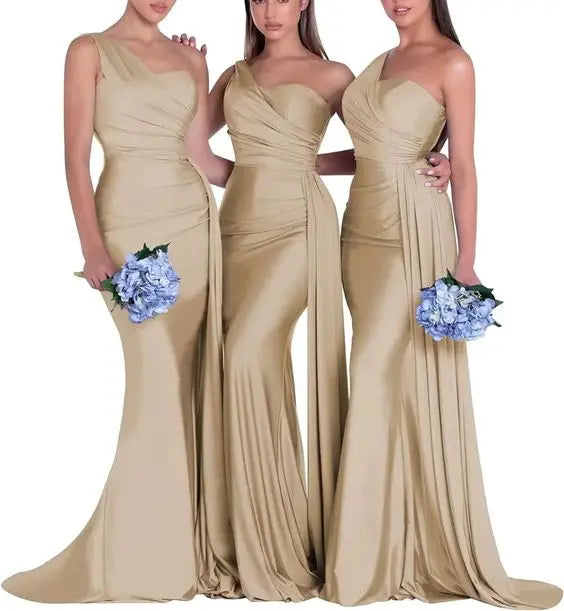 royal blue bridesmaid dresses women for wedding new satin one shoulder sexy mermaid vestidos para bodas mujer invitada chic