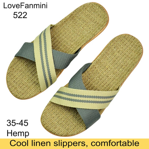 Natural linen slippers summer home indoor sandals