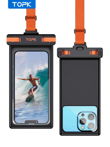 TOPK Waterproof Phone Pouch,[Underwater Screen Touchable] IPX8 Waterproof Phone Case Compatible for Mobile Phone Up to 7.0 inch