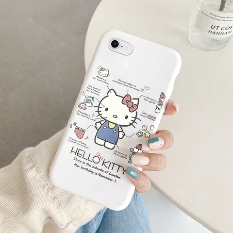 Phone Case for For Apple iphone 6 7 8 Plus SE 2022 Girls Anti-drop Cartoon Cinnamoroll Kuromi Hello Kitty Silicone Printed Cover