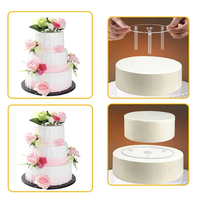 Multi-layer Cake Stand Suspended Gasket Cake Tier Support Cake Dowel Rods Set Cake Stands Support Straw Frame DIY Cake Decor