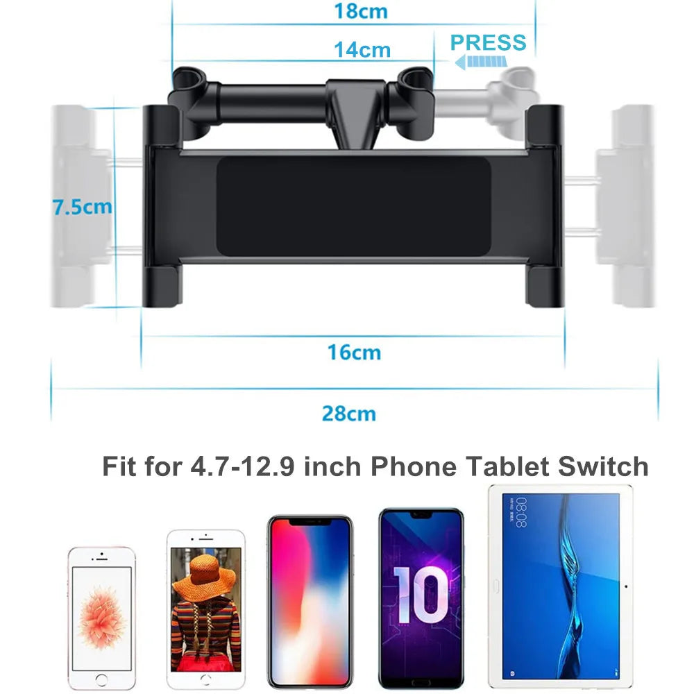 Tablet Car Holder For 4.7-13 in Tablet & Phone Holder Back Seat Headrest Mounting Holder Car Accessories For iPad Pro 12.9''