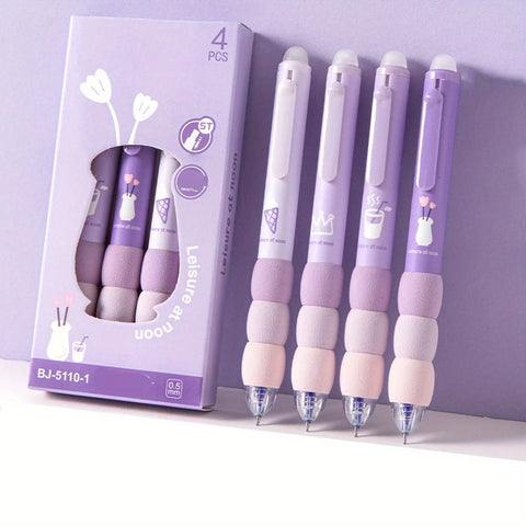 4PCS/Box Soft Cloud Grip Erasable Press Gel Pen