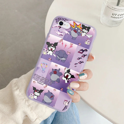 Phone Case for For Apple iphone 6 7 8 Plus SE 2022 Girls Anti-drop Cartoon Cinnamoroll Kuromi Hello Kitty Silicone Printed Cover