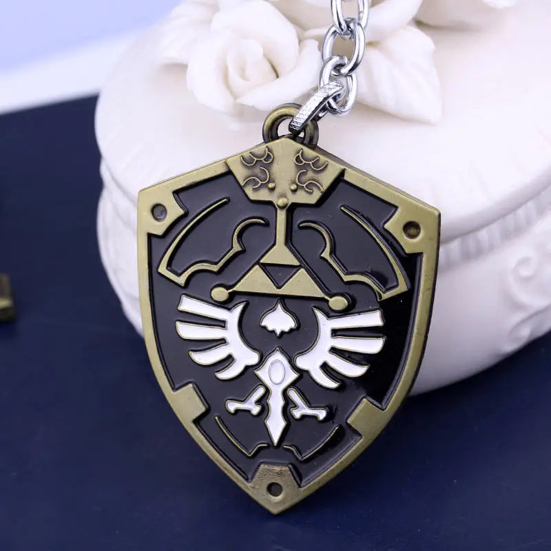 Game Zeldas Shield Keychain Symbol Pendant Enamel Metal Keyring Men Jewelry Accessories Gift