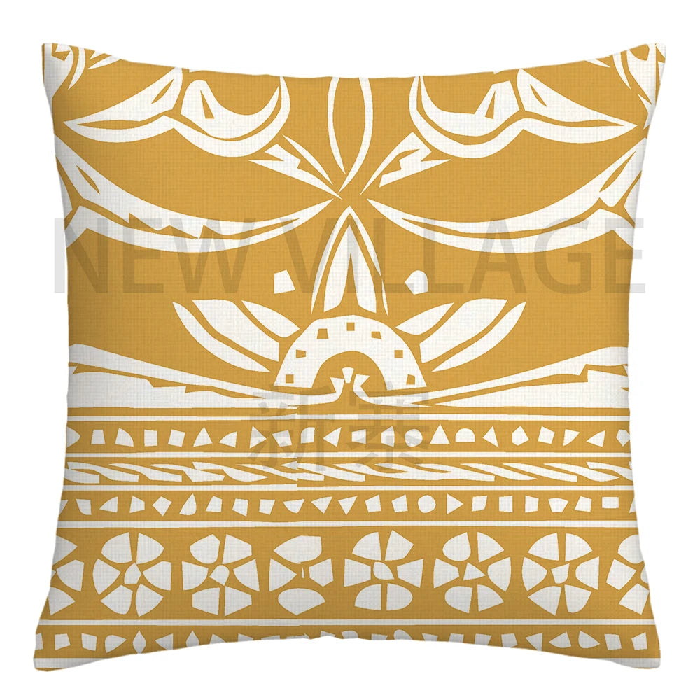 Yellow white geometric linen pillowcase sofa cushion cover home decoration can be customized for you 40x40 45x45 50x50 60x60