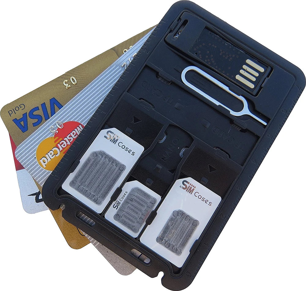 Credit Card Size Slim SIM Adapter kit with TF Card Reader & SIM Card Tray Eject Pin