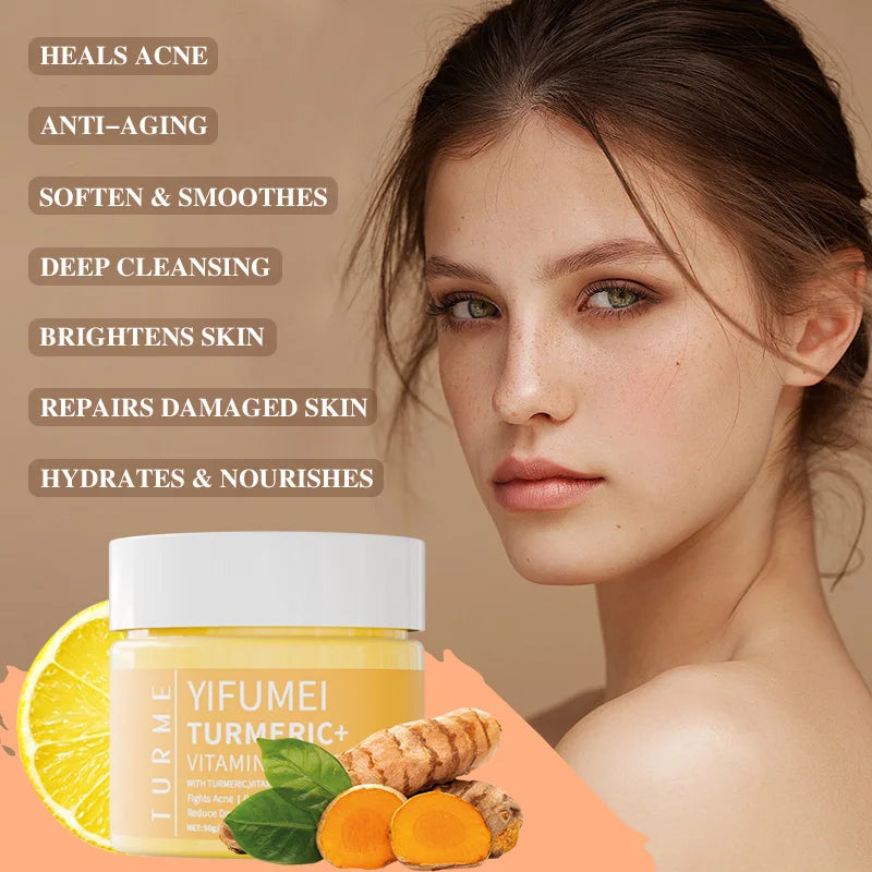 Turmeric Vitamin C Face Cream Acne Treatment Dark Spots Removal Moisturizing Brightening Whitening Cream Skin Lightening Care