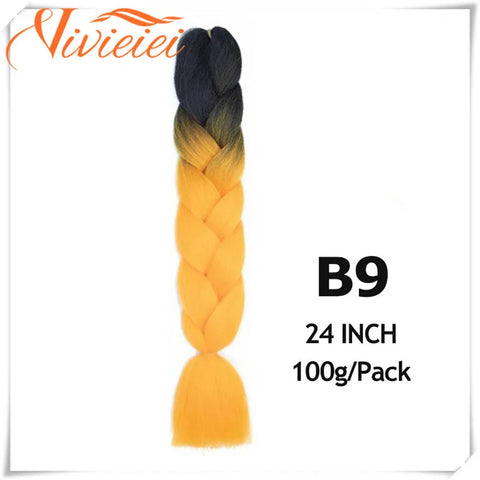 VIVIEIEI Synthetic Braiding Hair 24 Inch Jumbo Braid Ombre Jumbo Hair Extension for Women DIY Hair Braids Purple Pink Yellow Red