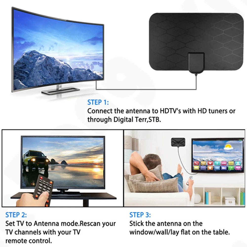 Indoor High-definition Digital TV Antenna Mini Grid Pattern TV Antenna 4K 1080P  For DVB-T2 Antenna