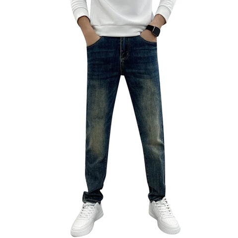 2024New Loose Straight High-End Jeans Men's Blue for Spring and Summer Casual Versatile Pants Fashion Men's Thin