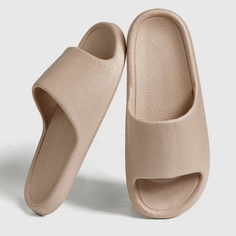 Women Bathroom Slippers Cloud Cushion Slides Summer Flat Sandals Thick Platform Shoes Man Indoor Non-Slip Flip Flops Couple Shoe