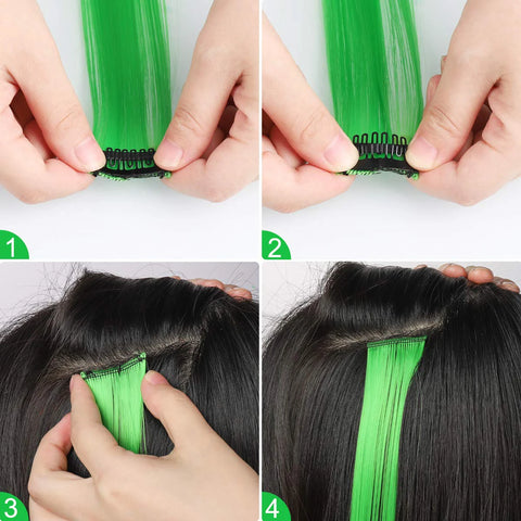 Long Straight Hair Extensions Colored Hair Clips